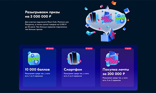 Акция  «Ozon.ru» (Озон.ру) «Разыгрываем призы на 3 000 000 рублей»