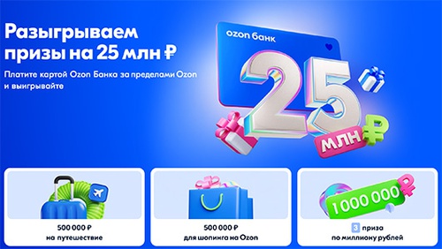 Акция  «Ozon Банк» «Розыгрыш призов на 25 млн рублей»