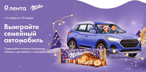 Акция шоколада «Milka» (Милка) «Выигрывайте автомобиль для семейных поездок» Акция шоколада «Milka» (Милка) «Выигрывайте автомобиль для семейных поездок»