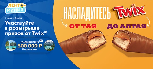 Акция  «Twix» (Твикс) «Карты-сюрпризы с геймификацией Лентомания»